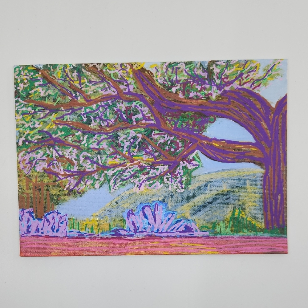 Hand Crafted Wall Art Purple Landscape Canvas Art - Picture 6 of 12